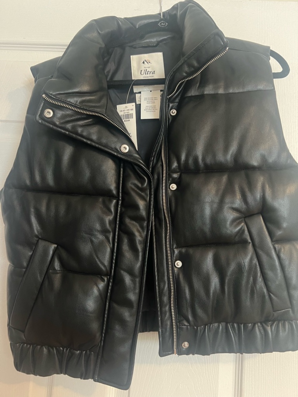 A&F Ultra Collection Black Faux Leather Puffer Vest